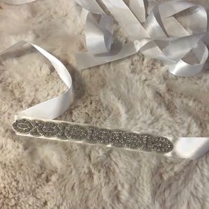 Scattered Mixed Stone Thin silk bridal Sash